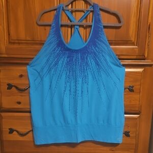 Zumba Fitness Blue Halter Embellished Tank Top